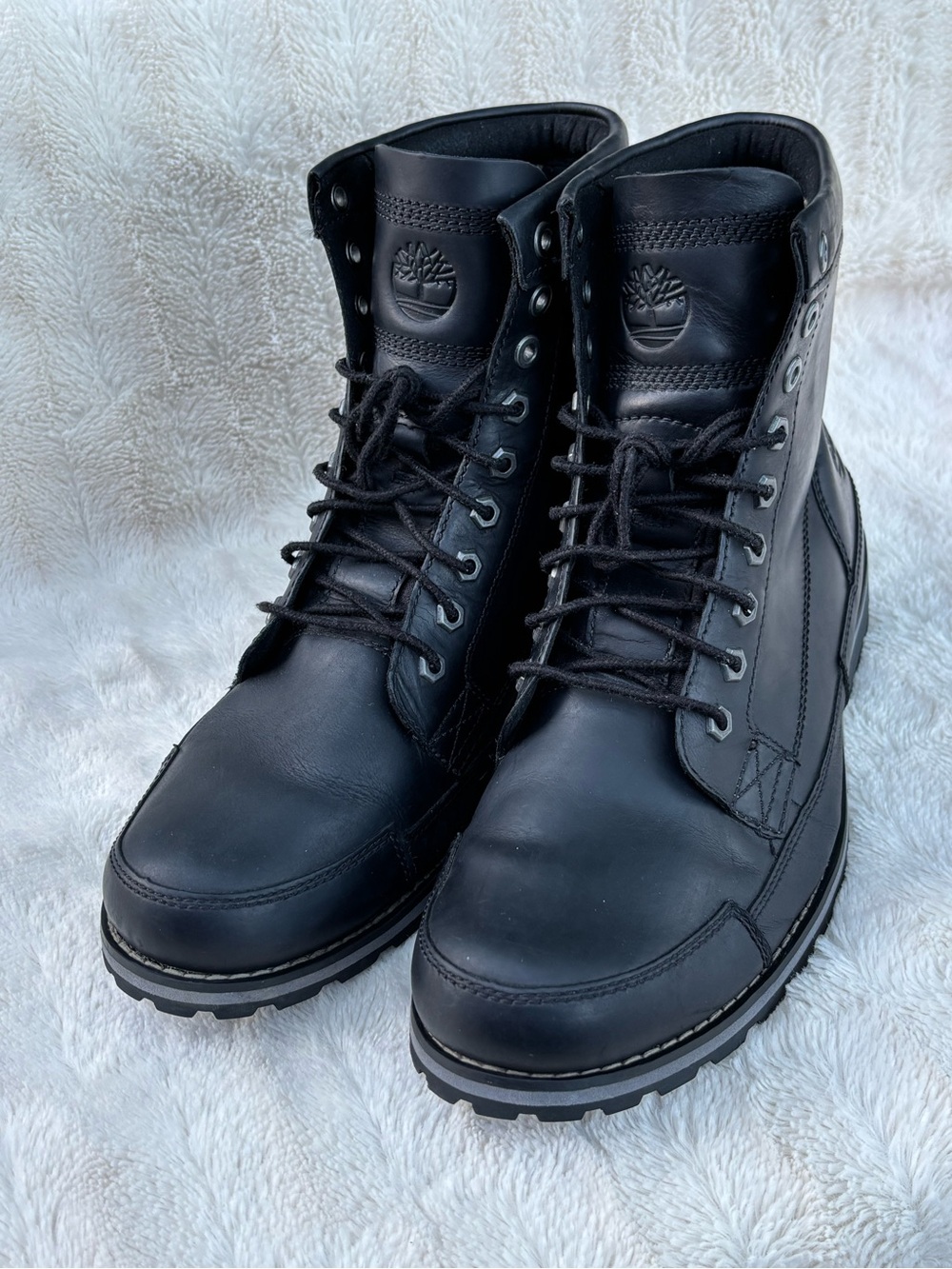 Timberland Black Leather Lace-Up Men's Work Boots size 10.5